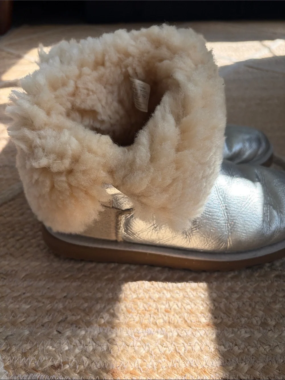 metallic silver UGG Bailey Button boots